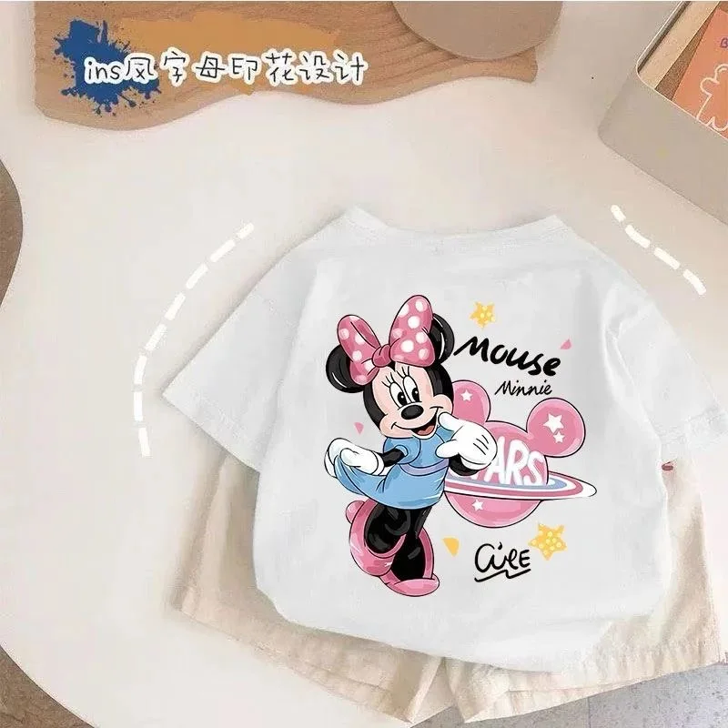 تي شيرت ميكي وميني بأكمام قصيرة، قمصان أنيقة جديدة للربيع والخريف على الطراز الكوري للأولاد والبنات ملابس أطفال شفافة #1