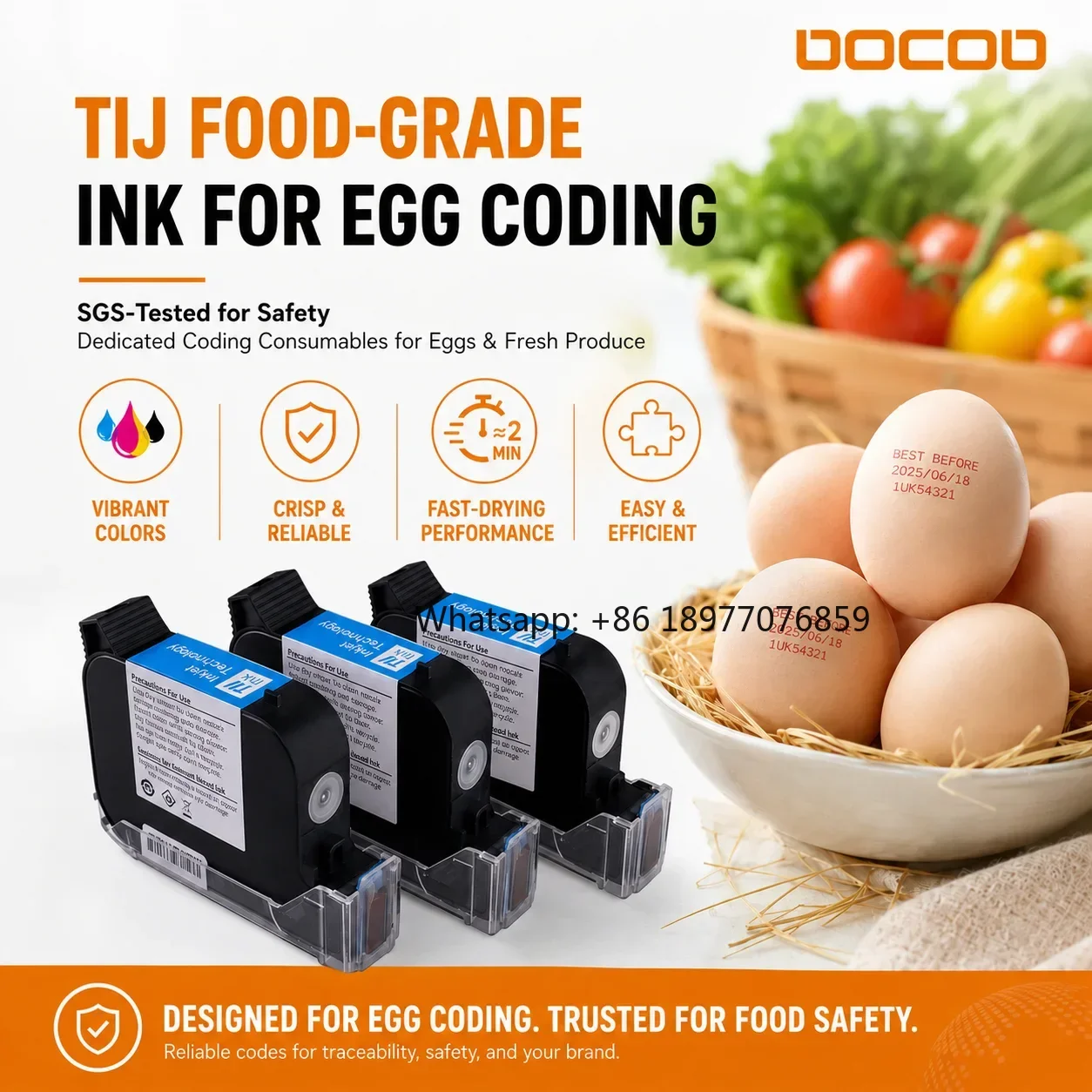 Lifa Thermal Inkjet Food Grade Ink Cartridge Fast Drying High Resolution Printing Ink For Eggshell Cold Chain Logistics Coding