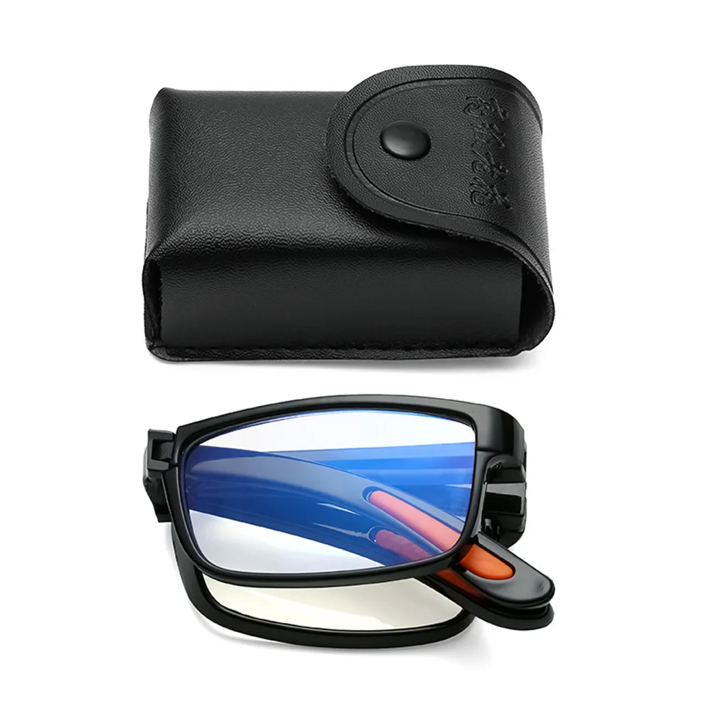 Klassnm-gafas de lectura plegables para hombre y mujer, lentes con dioptrías de + 2024 a + 1,0, antiluz azul, para presbicia, con estuche portátil, TR90, 4,0