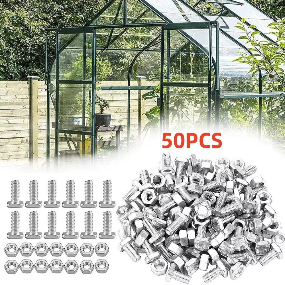 50/100Set High Hardness Greenhouse Nuts Bolts Kit Anti-Deform Through Hole Bolts Greenhouse Repair Kit Aluminium