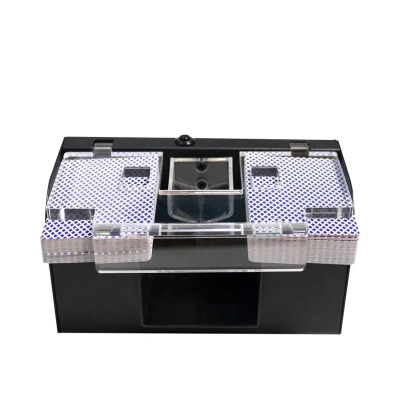 High Speed 2 Decks Automatic Card Shuffler Machine Red Blue Light Electric Poker Dealer Shuffler for Board Game view 3