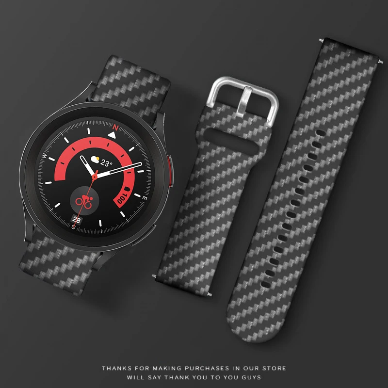 Carbon Fiber Band For Samsung Galaxy Watch 5/4/Classic/46mm/42mm/44mm/40mm/3/45mm/41mm/Active 2 5 pro 20mm 22mm Silicone Strap