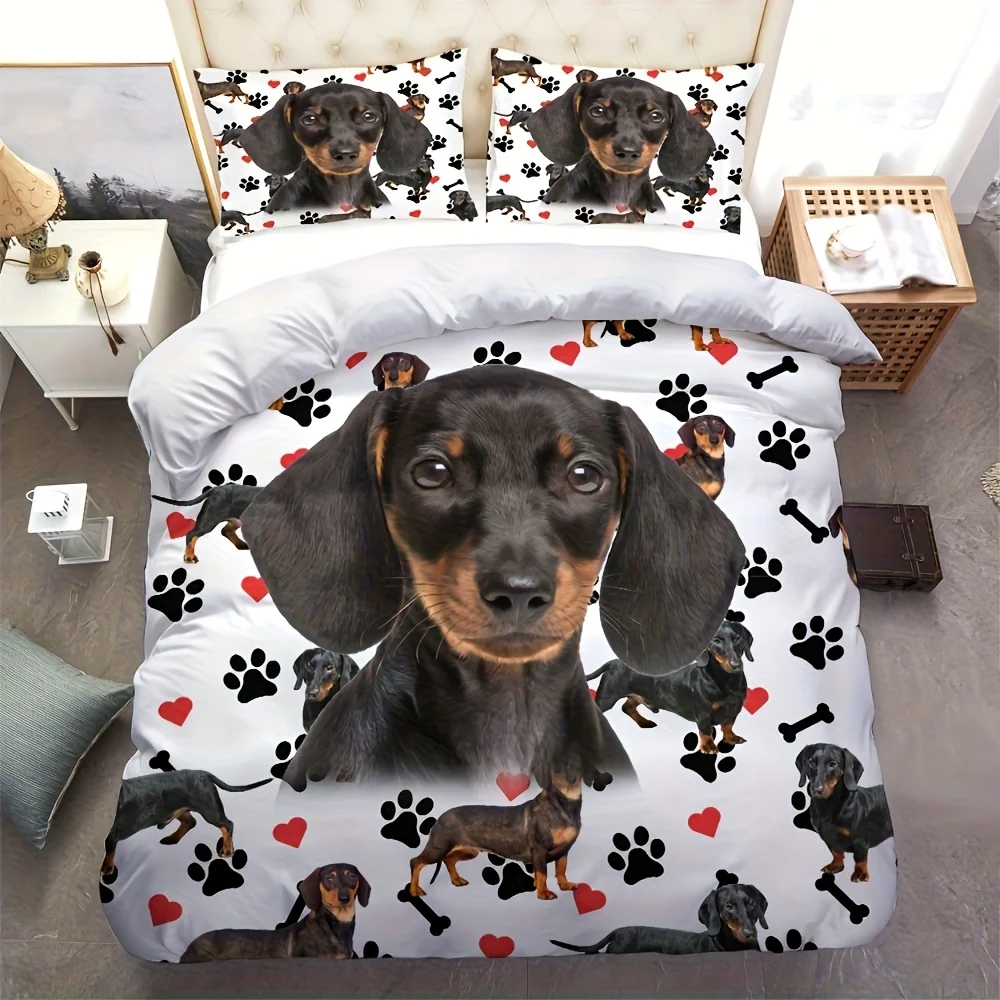 parure-de-lit-imprimee-chien-teckel-mignon-ensemble-de-housse-de-couette-2-3-pieces-1-housse-de-couette-1-2-taie-d'oreiller-sans-noyau-pour-chambre-a-coucher