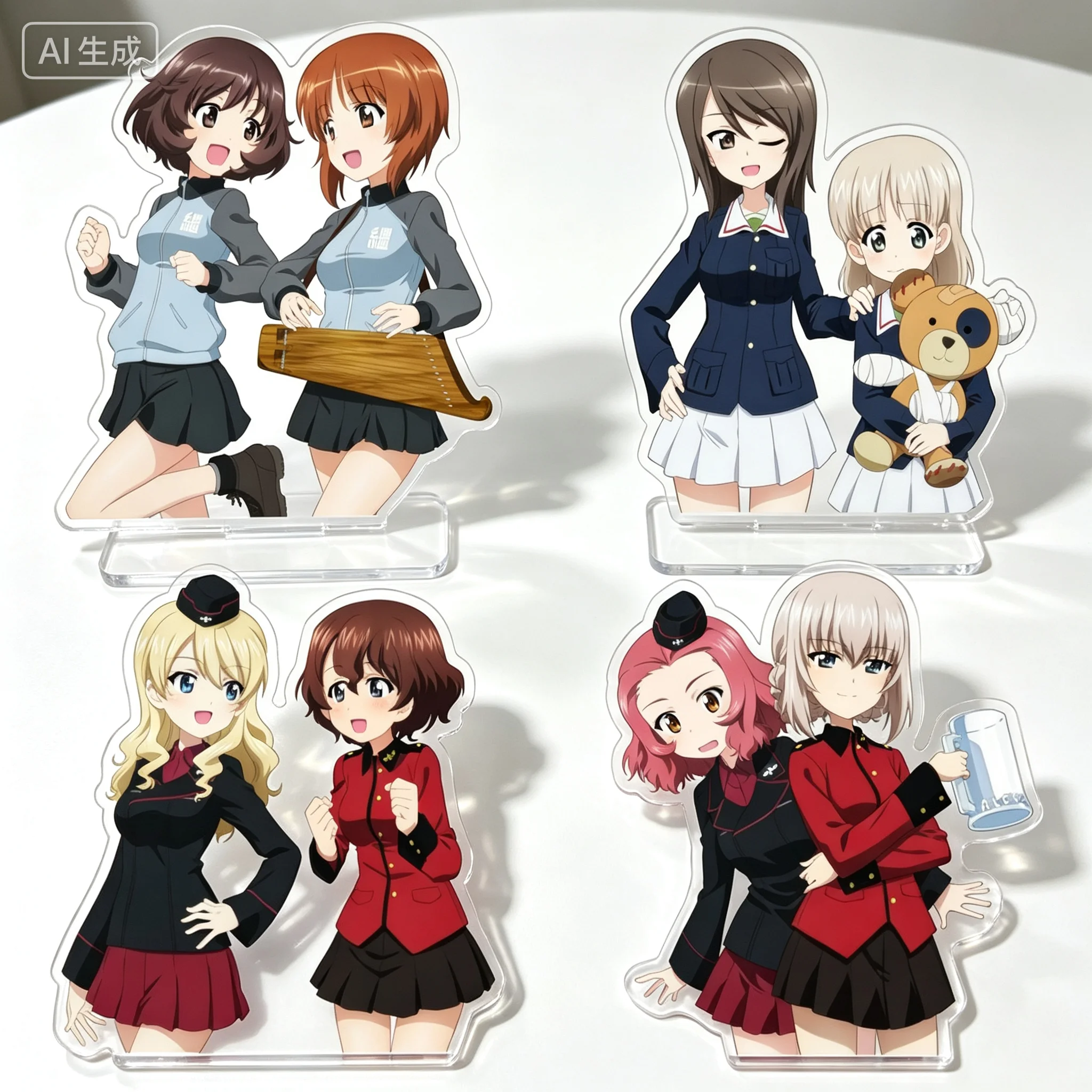 Anime Girls Und Panzer Akiyama Yukari Nishizumi Miho Two People Acrylic Stand Model Plate Keychains Desk Decor