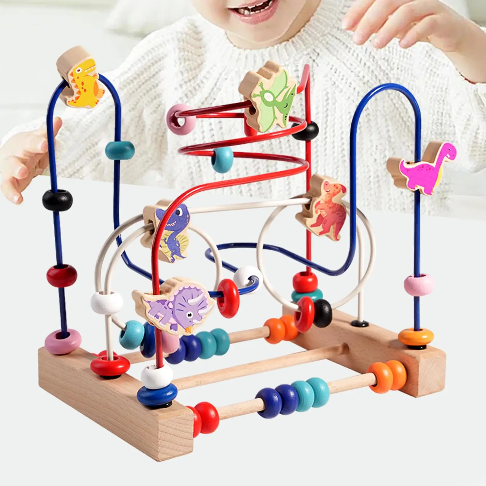 Wooden Bead Maze Toy Hand Eye Coordination Cognitive Abilities Colorful Roller Coaster Toy Wooden Bead Toy Ages 0-3 Years Babies