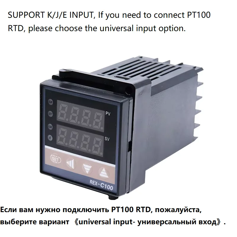 Controlador de temperatura digital PID REX-C100 REX C100 termostato 0-400 ℃ + Relé 40DA SSR+ K Termopar Sonda 1m RKC + Disipador de Calor