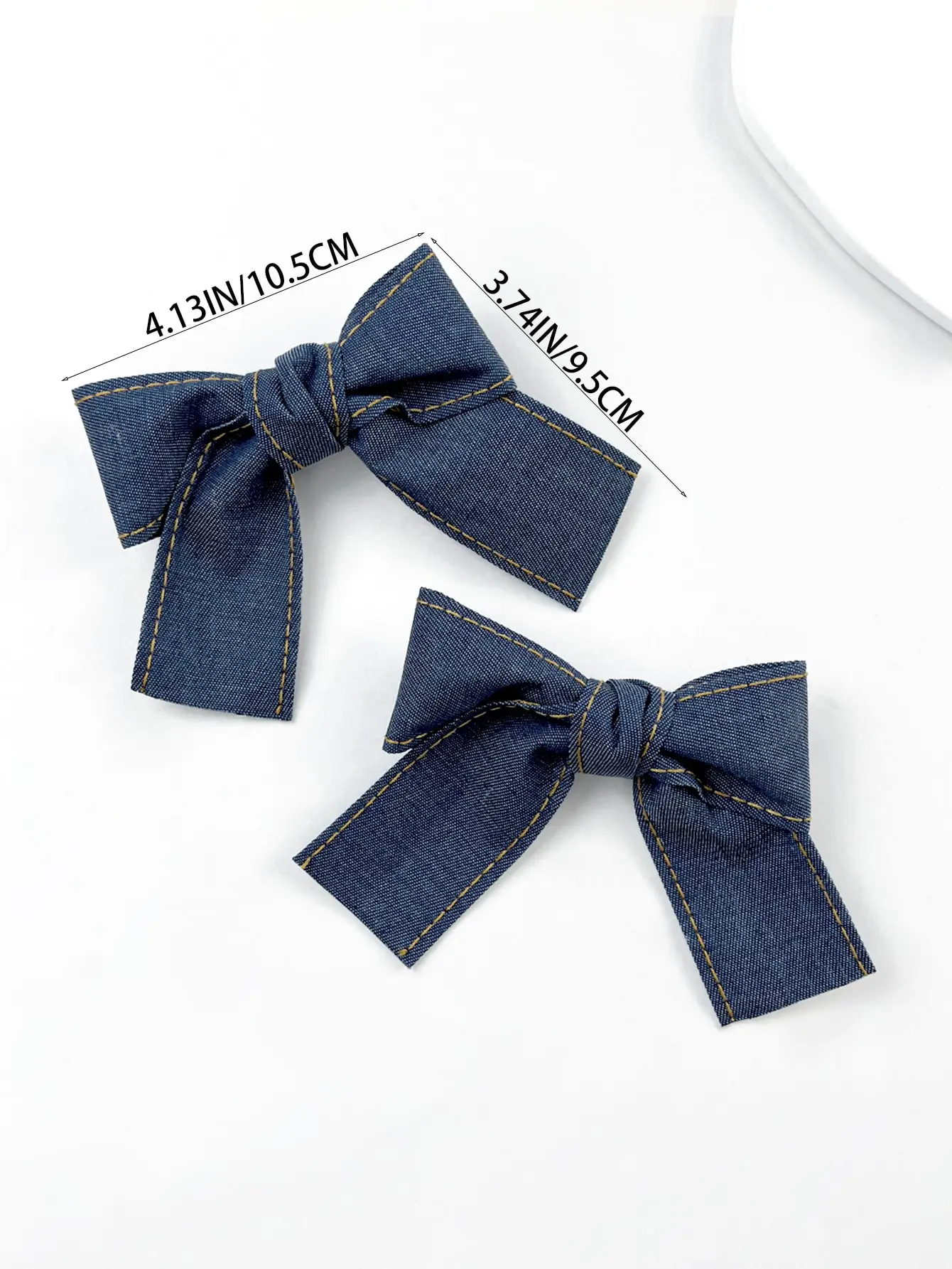 2pcs/set women\'s solid color denim personalized sweet bow hair clip