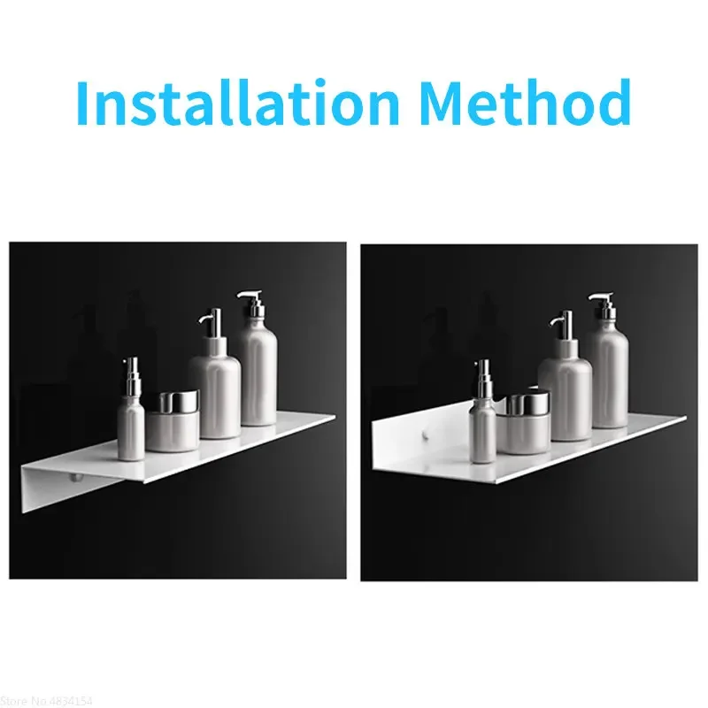 Shower Storage Rack Space Aluminum White Shelves Wall Shelf Hanging Board Ledge Bathroom Accessories Organizer Kitchen Holder