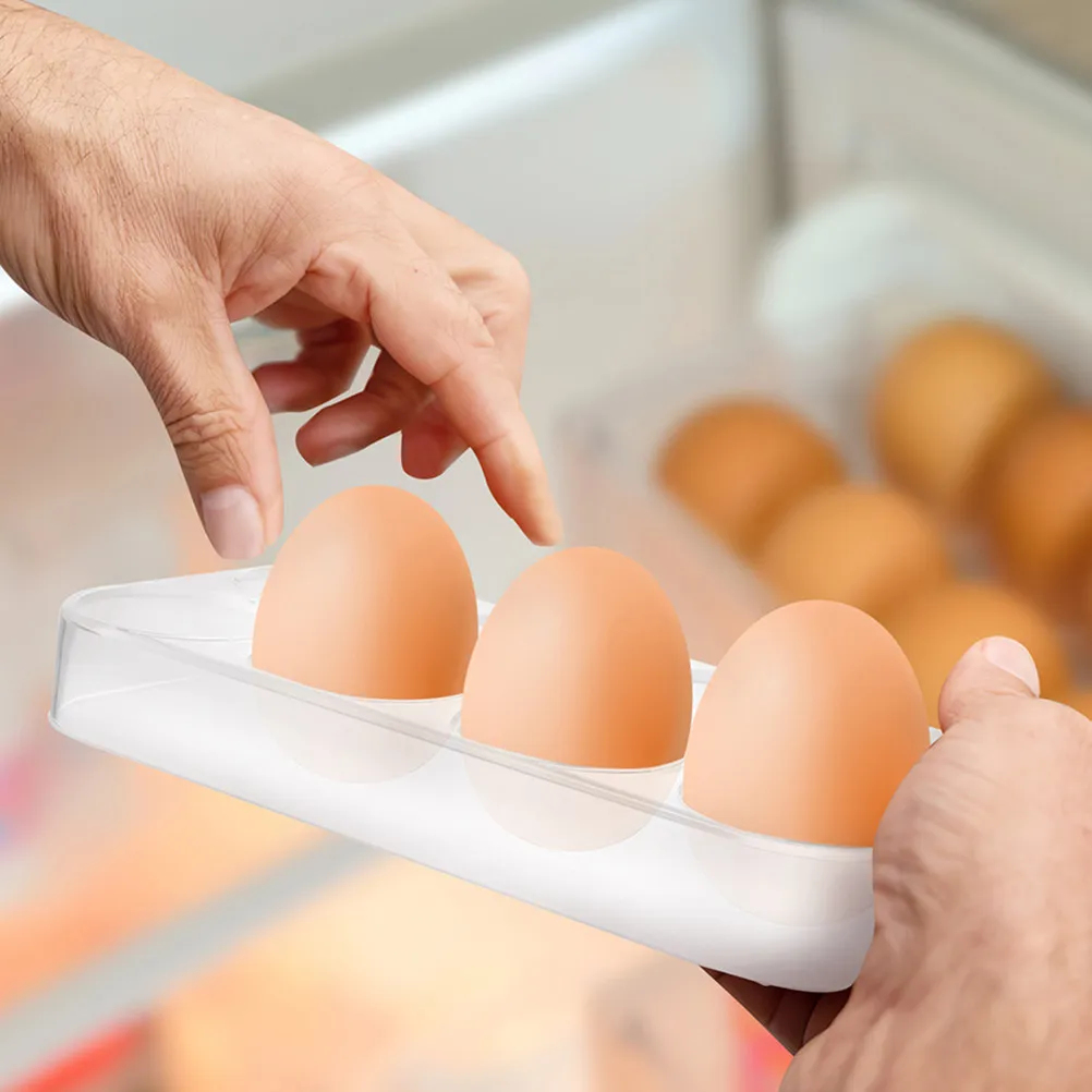 2Pcs Refrigerator Egg Rack Tray Side Door Mount 6 Slot 8 Slot Clear Plastic Egg Holder for Fridge Eggs Organizer Storage Box