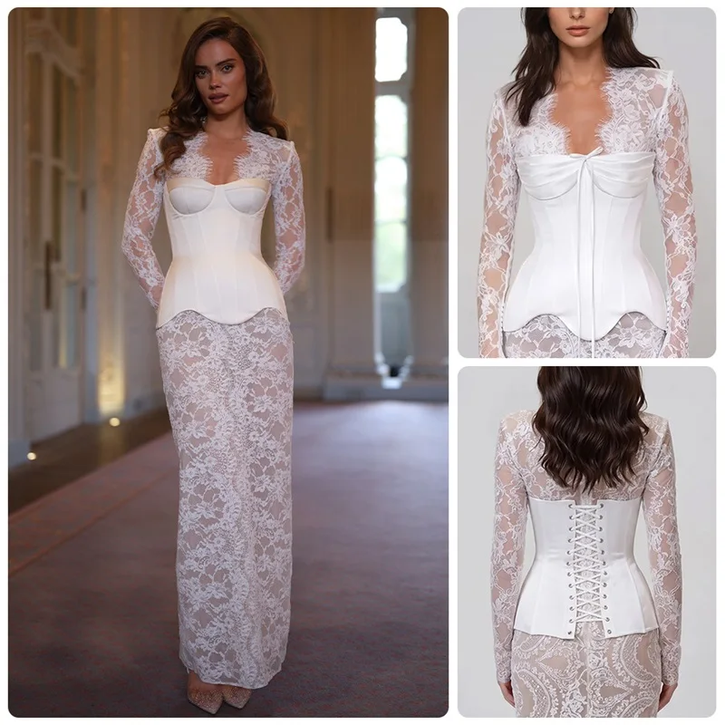 vestido-de-fiesta-de-encaje-blanco-con-escote-en-v-profundo-manga-larga-transparente-corse-de-saten-estilo-sirena-largo-maxi-ajustado-con-espalda-de-lazo-para-boda
