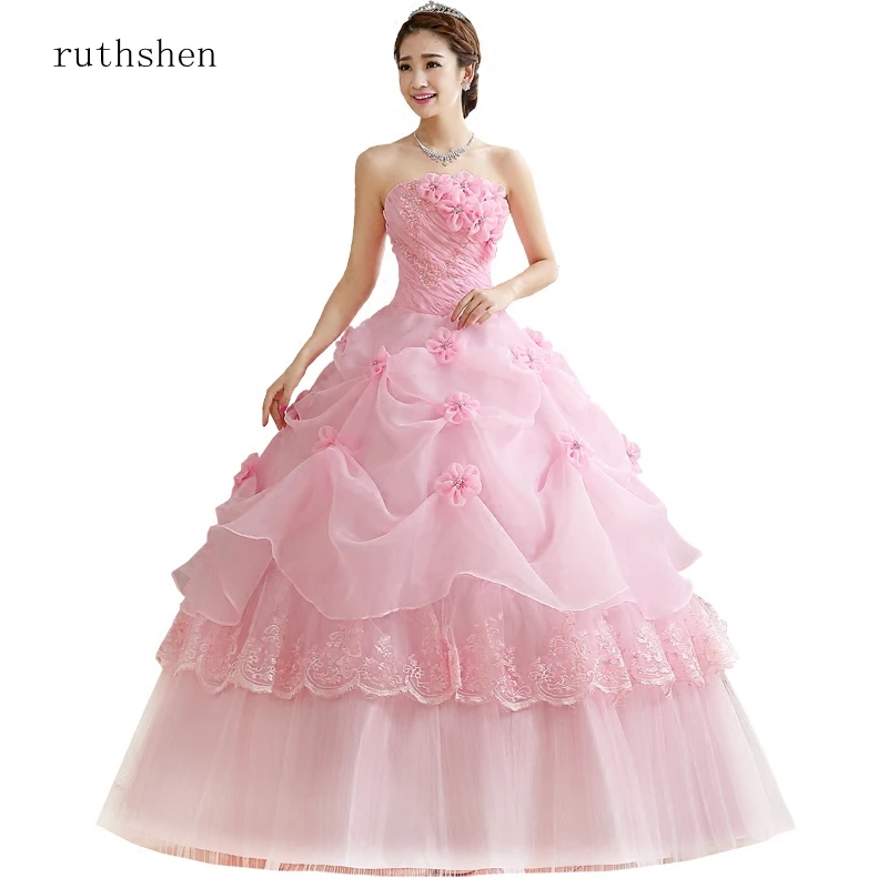 Ruthshen Baljurk Zoete Roze Vestidos De 15 Bloemen Goedkope Quinceanera Jurken Sweet 16 Debutante Jurken 2023 Robe De Bal