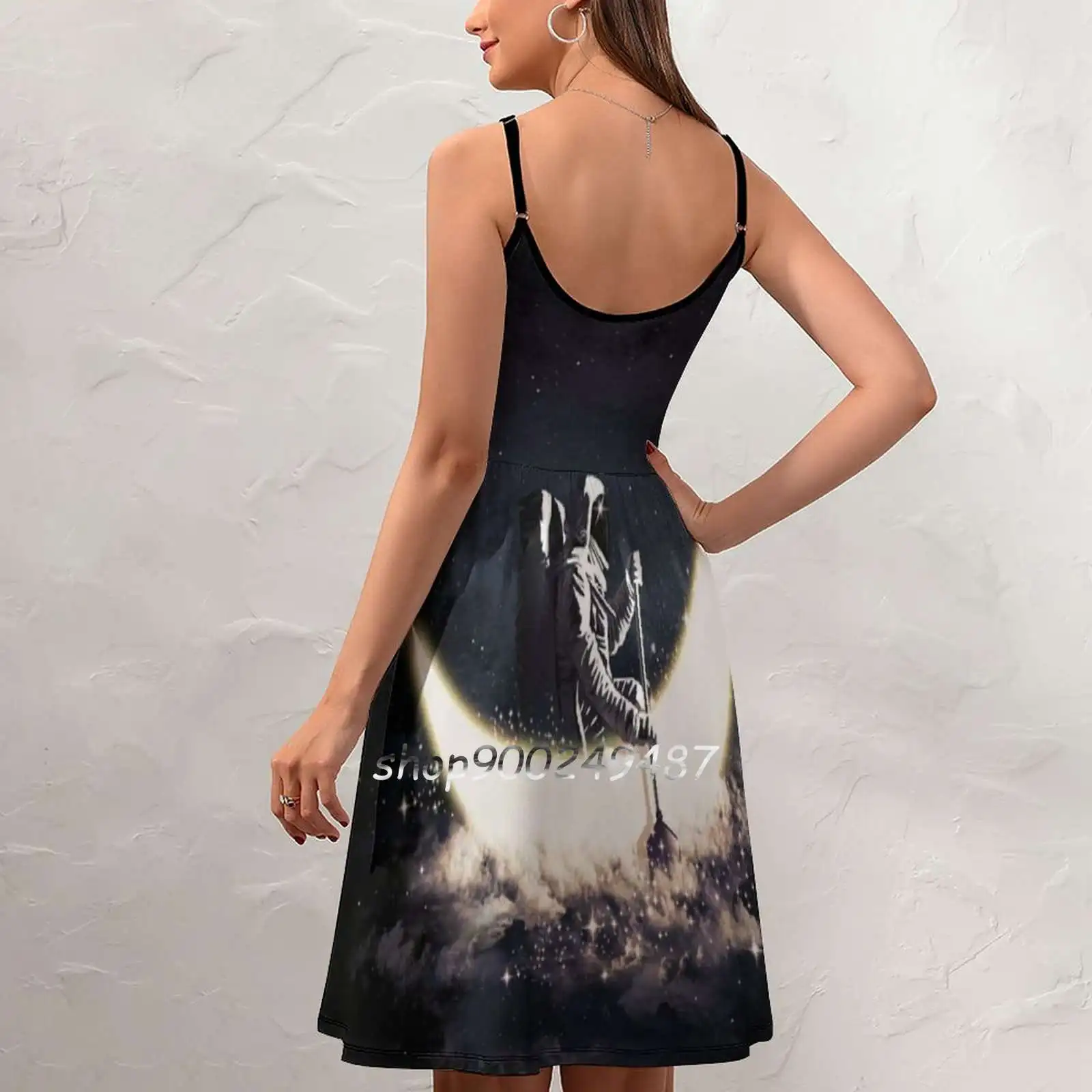 Moon Sailing Sling Dress Sexy Dress Female High Waist Dresses For Women Astronaut Moon Space Cosmic Sailing Surreal Abstract