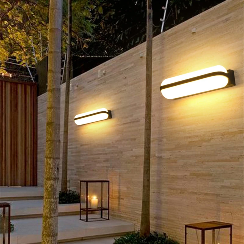 10W/20W moderna lampada da parete a LED per esterni in plastica impermeabile IP65 nero/bianco applique da giardino portico balcone cancello illuminazione da parete esterna