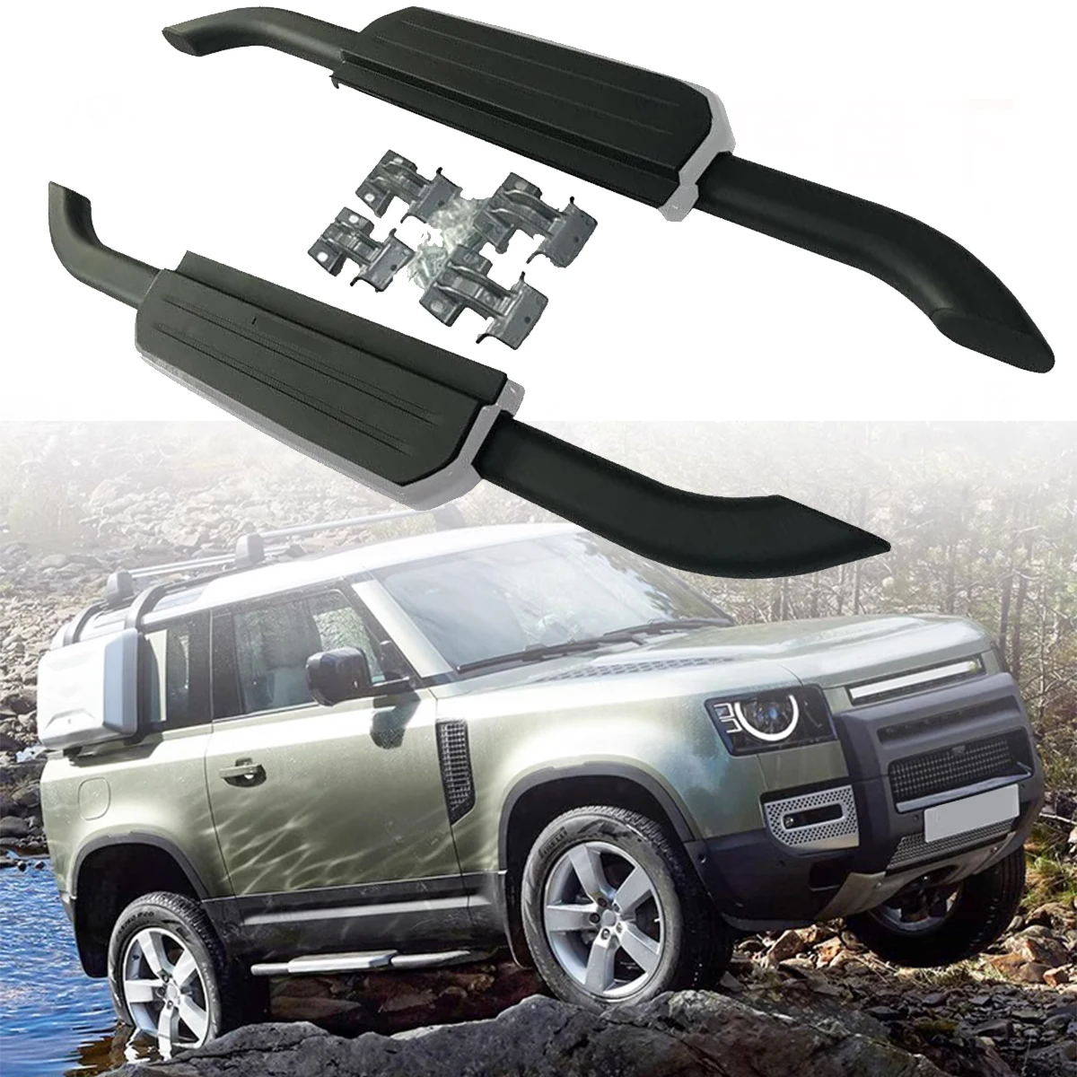 

2pcs Side Step fit for Land Rover Defender 90 2020-2024 L663 2door Running Board Pedal Rail Board