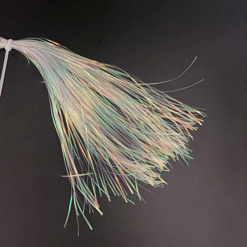 CONTEMPLATOR 2packs 1mm Gliss\'N Glow Iridescent Fly Tying Materials 28cm long Rainbow Fish Skin Tentacles Corrugated Strands