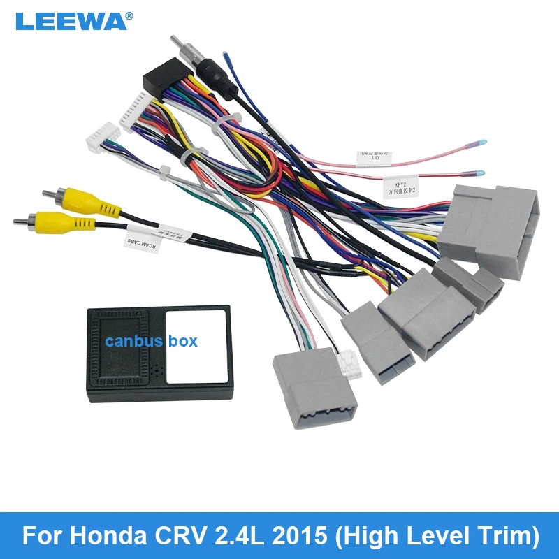 

LEEWA Car 16pin Audio Wiring Harness With Canbus BOX For Honda CRV 2.4L Stereo Installation Wire Adapter