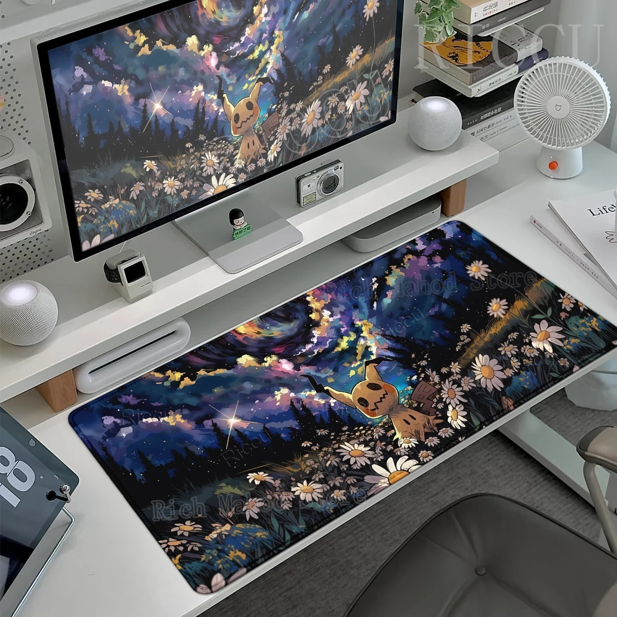 Gaming Mouse Pads Large Gamer Keyboard Pokemon Mimikyu Pattern Aesthetics Desk Mats Anime Gaming Non-slip PC Rubber Table Carpet view 3