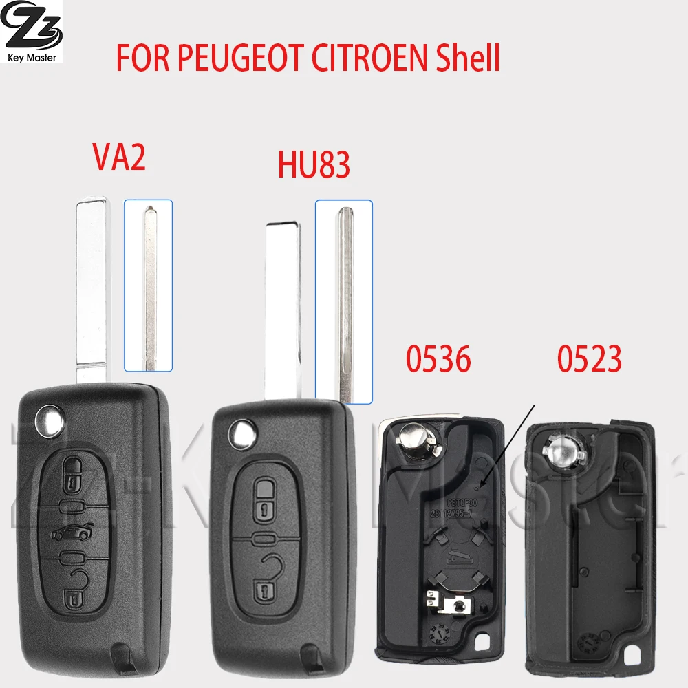 

Zz 0523 0536 flip car key shell case HU83 Key 4Button for Citroen C8 Peugeot 1007 remote key cover replace blank