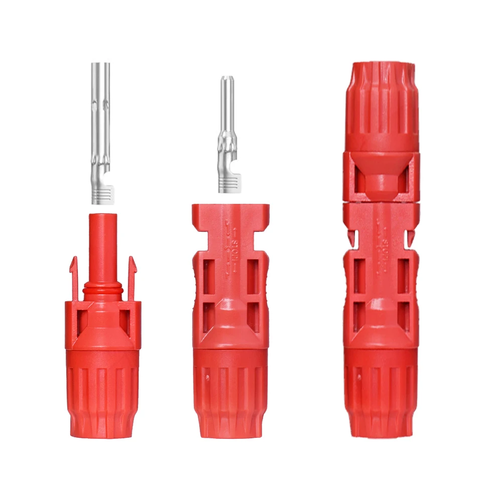 6/12/20/40/60 Pairs Solar Connector Red Color DC1000V 30A with Dust Cap Kit for PV Panel System Portable Setup Cable