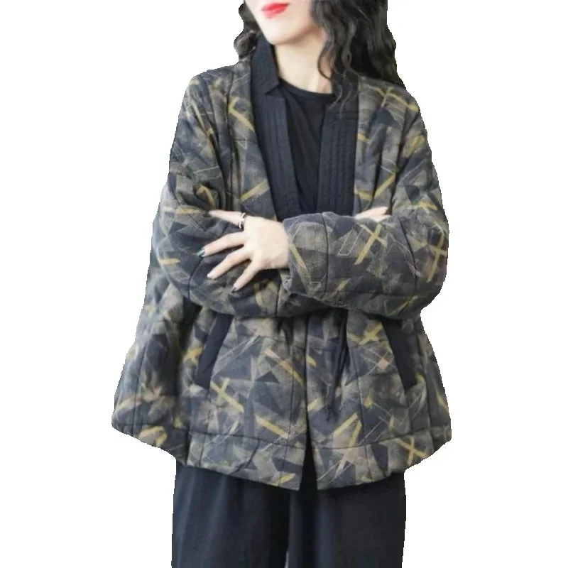

Autumn Winter Cotton Jacket Women 2025 New fashion Loose Casual Vintage Cotton Clamping Warm Cotton Coat Outerwear Female