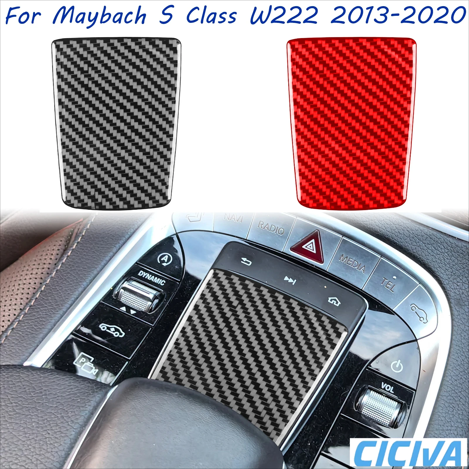 

For Mercedes Benz Maybach S Class W222 2013-2020 Center Console Multimedia Carbon Fiber Cover Sticker Interior Car Accessories