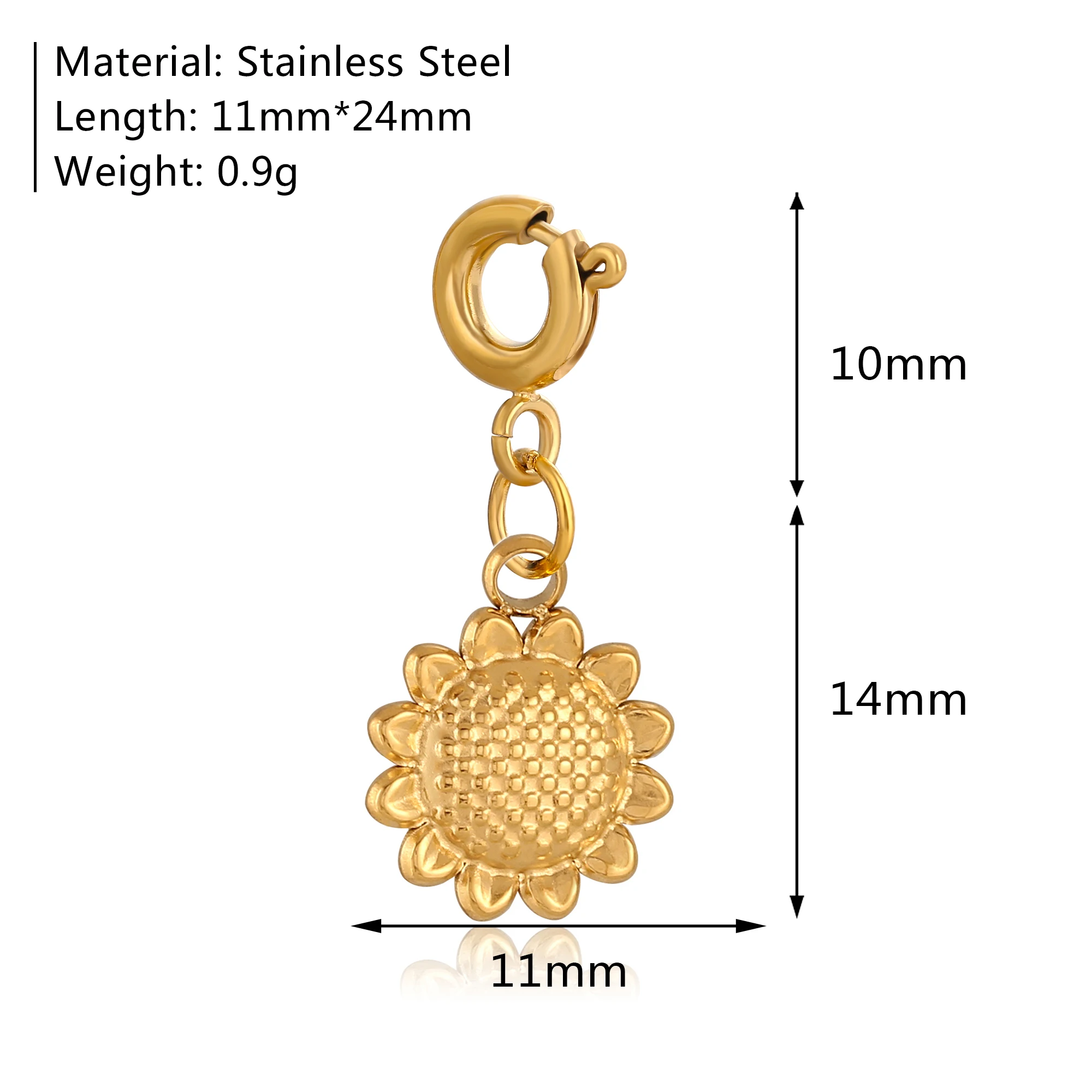 Natural Shell Charm Stainless Steel Sun/Heart/Sunflower/Clover Charms With Buckle Necklace Earring Pendants DIY Jewelry Making