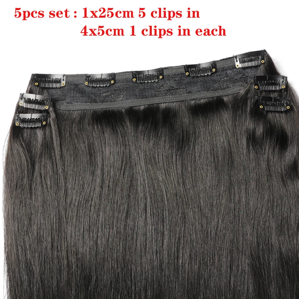 ZZHAIR 100% وصلات شعر ريمي بشري برازيلي 16 "-24" 5 قطعة مجموعة 120 جرام-140 جرام خمس قطع مقاطع في طبيعي مستقيم