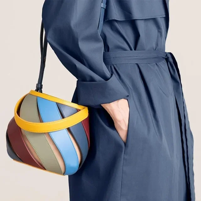 Luksusowa markowa designerska moda damska Retro geometryczna torebka wiadro elegancka wszechstronna tekstura torebka damska 2023 Sac À Main Femme