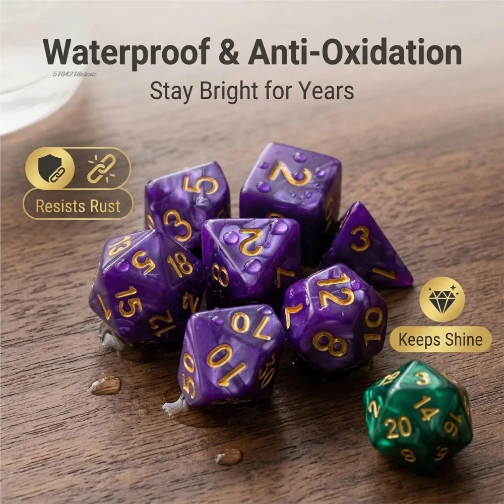 7-teiliges Set Würfel für Brettspiele, Galaxie-Thema, polyedrische Würfel, erstaunlicher bunter Universum-Effekt für DND-Zubehör, Geschenk