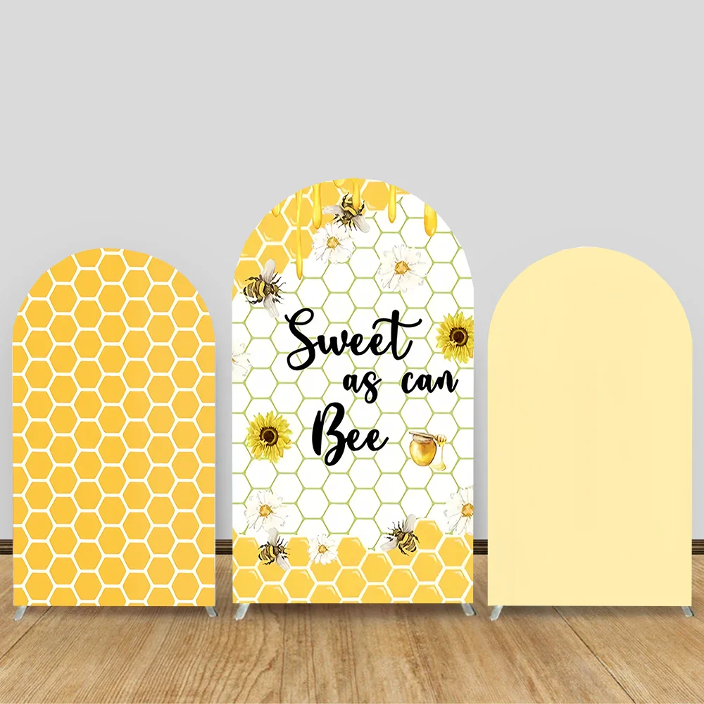 Honey Bee Theme Arch Backdrop Cover Honeycomb White Flower Baby Shower Birthday Party Decor Cake Portrait Wall Background