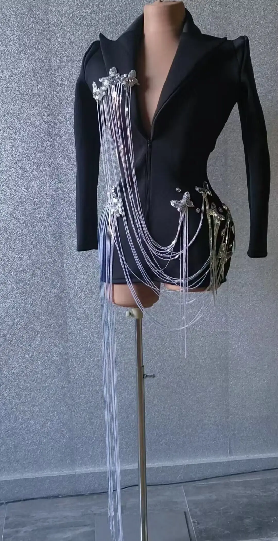 Tabitha Dress Diamonds Black Suit Jacket Singer Stage Show Performance Costume