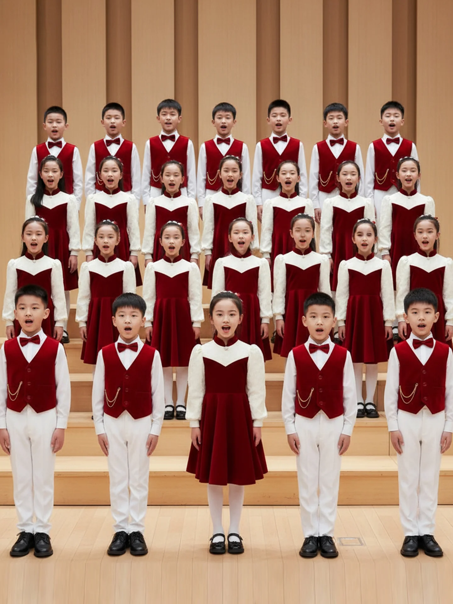 

Children's Day Chorus Performance Costume Elementary School Girls Red National Style Speech Competition Outfit Stage Dress