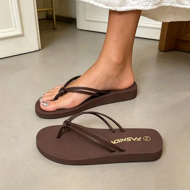 Weiche Wolken-Flip-Flops mit dicker Sohle für Damen, Sommer 2026, Bohème-Plateau-Keilabsatz, Strand-Sandalen, bequeme rutschfeste Hausschuhe für Damen – Detail 17