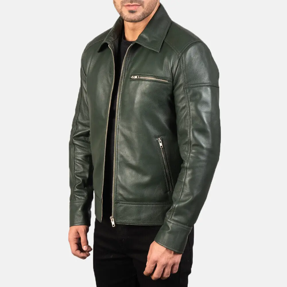 Blouson de moto en cuir véritable pour homme, Vintage, nouveau