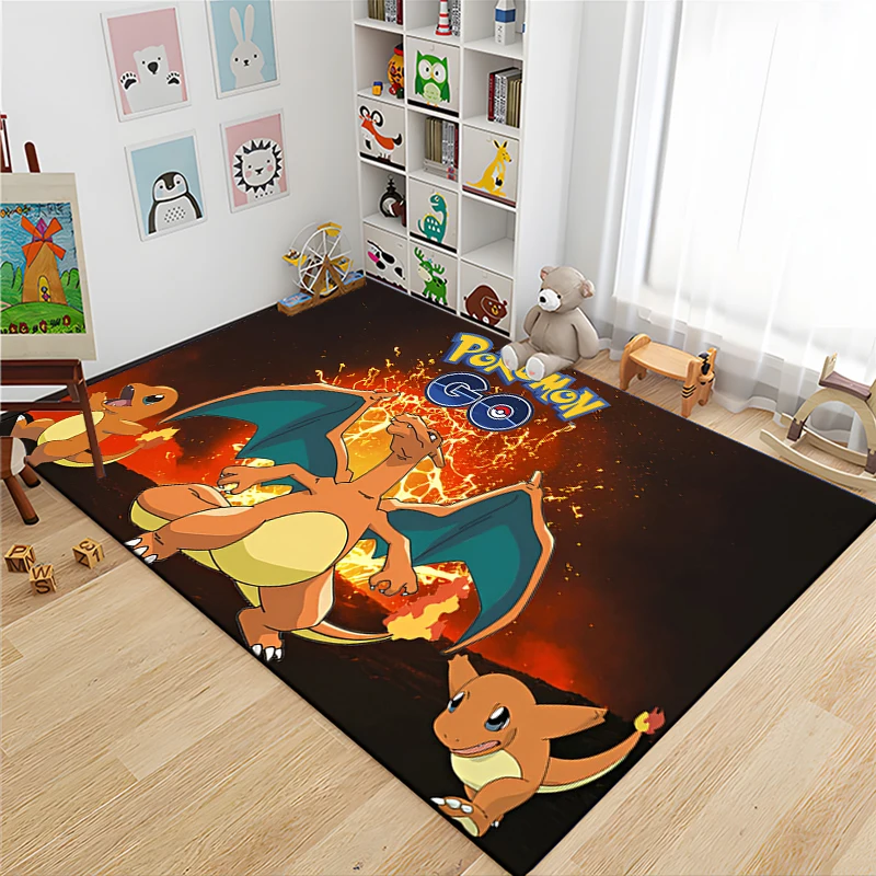 Japanese Anime Pokemon Charizard Cartoon Rugs Carpet for Living Room Bedroom Bedside Doormat Home Decor Large Area Non-slip Mats