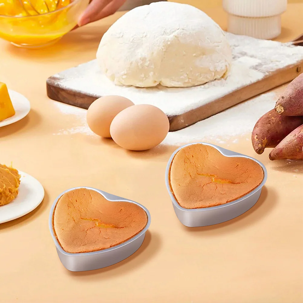 

4pcs 4Inch Heart Shaped Cake Mold Aluminum Baking Pan For Valentine'S Day Wedding Birthday Chiffon Pudding Dessert Baking Tool