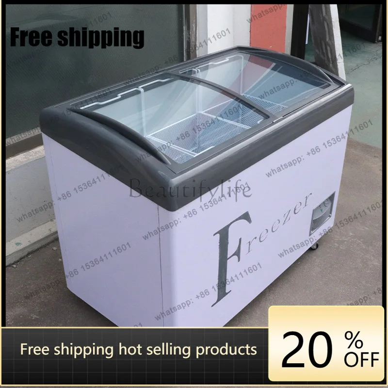 Small ice cream display freezer, glass door, mini arc refrigerated and frozen small refrigerator