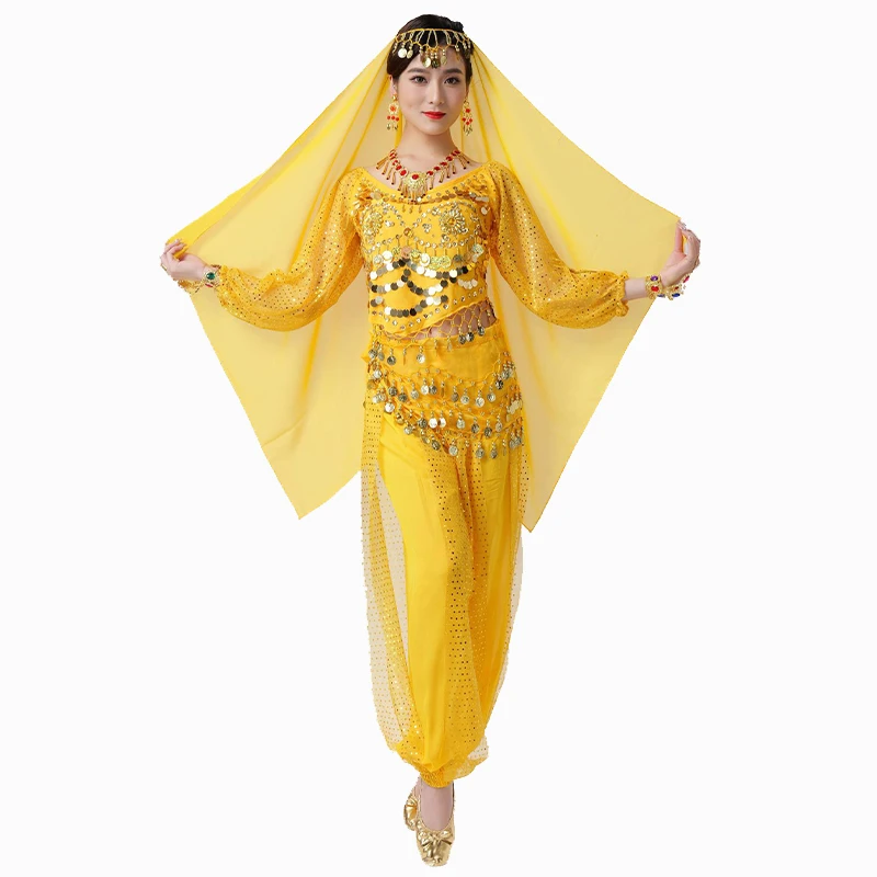 Frauen Indischer Tanz Set Kostüm Halloween Karneval Festival Arabische Prinzessin Cosplay Kostüme Ägypten Orientalisches Bauchtanz Outfit