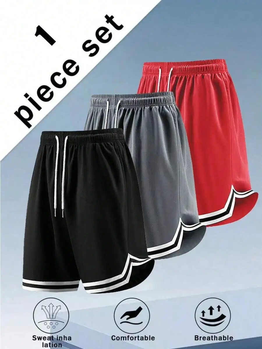 

Mens Breathable Mesh Athletic Shorts With Elastic Waist And Contrast Trim, Quick-Dry For Basketball Running Gym