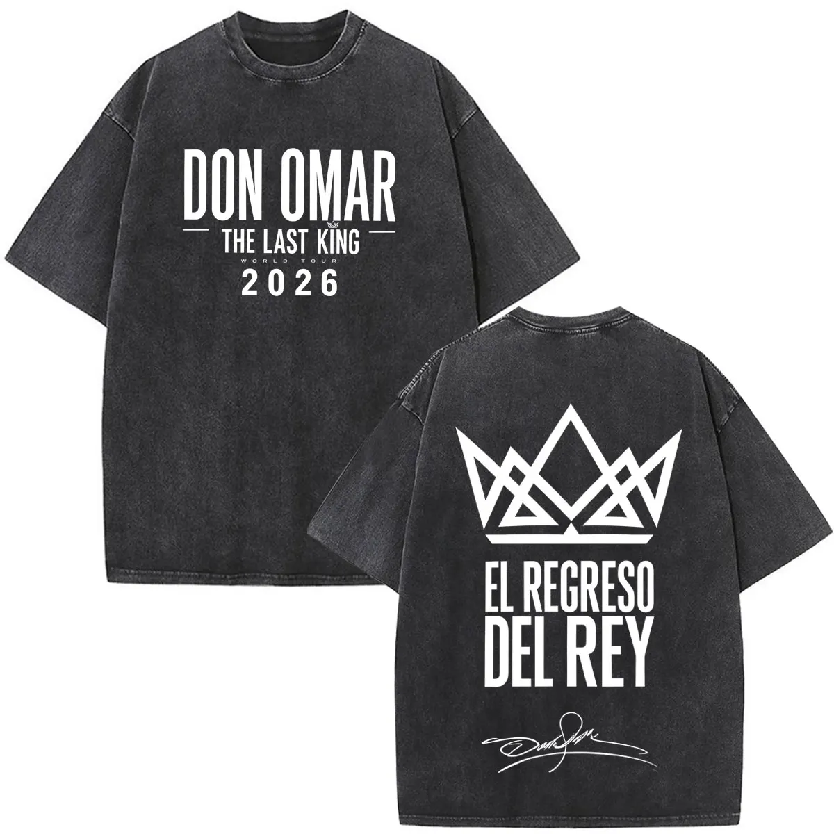 Rapper Don Omar Album Tour Vintage Washed T Shirt Men's Women Pop Music Short Sleeve T-Shirts Hip Hop Gothic Clothing T-shirts