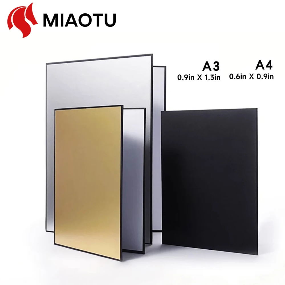 

MIAOTU A3/A4 Photography Collapsible Cardboard Camera White Black Gold Silver Reflector Absorb Light Thick Reflective Paper