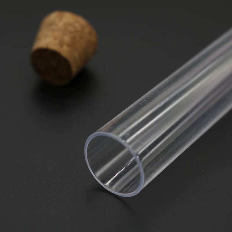 18x105mm Transparent Laboratory Transparent Plastic Test Tube Vial Cork Stopper School Laboratory Supplies 10 Pieces/Pack