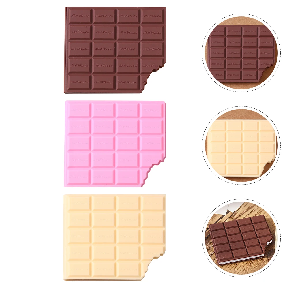 

3 Pcs Chocolate Note Pad Compact Notebooks Portable Creative Notepad