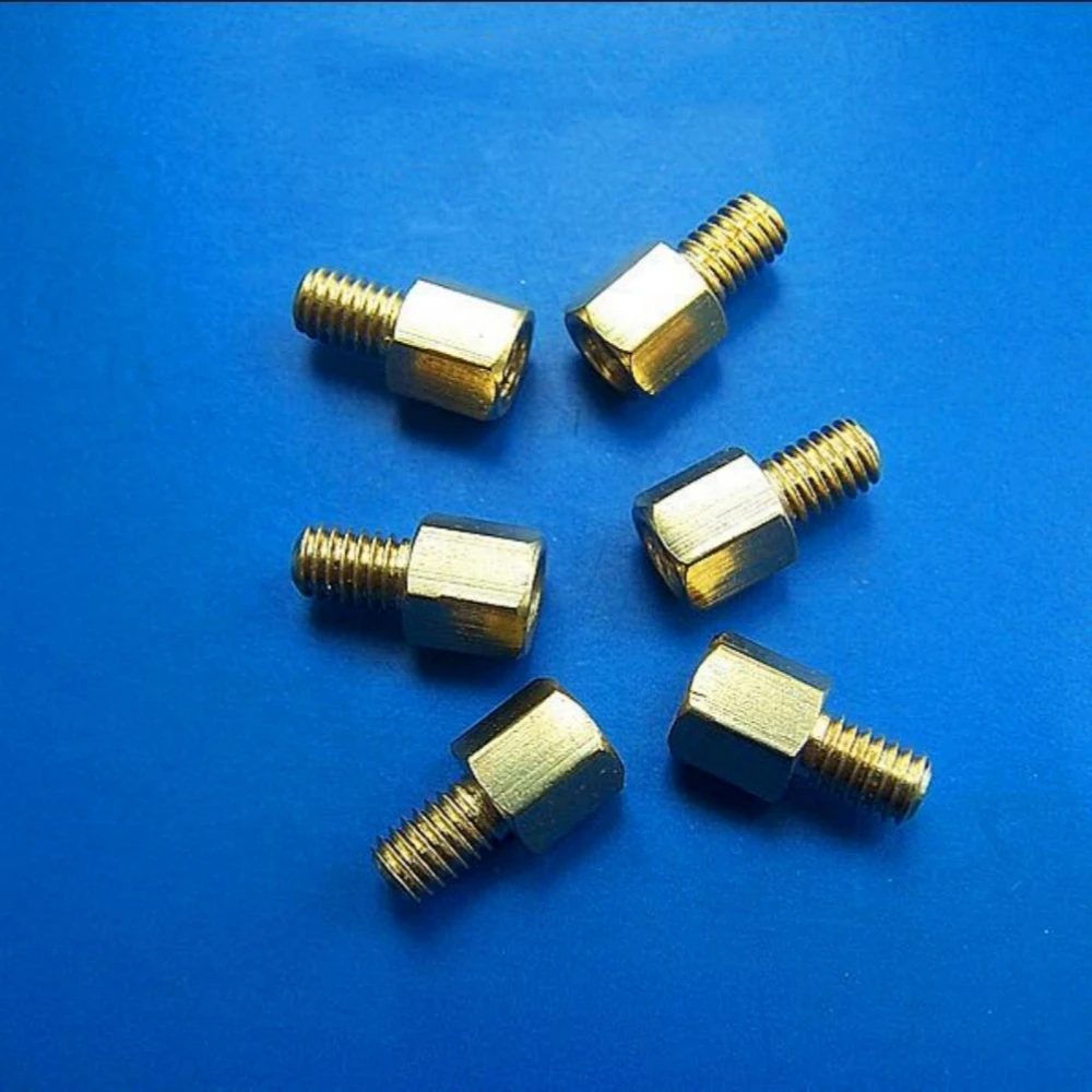 M4 *5 6 7 8 9 10 12 14 15 16 17 18 20 25-60MM + 6MM single-head Hexagon Copper pillars cylinder Outside screw tooth length:6MM