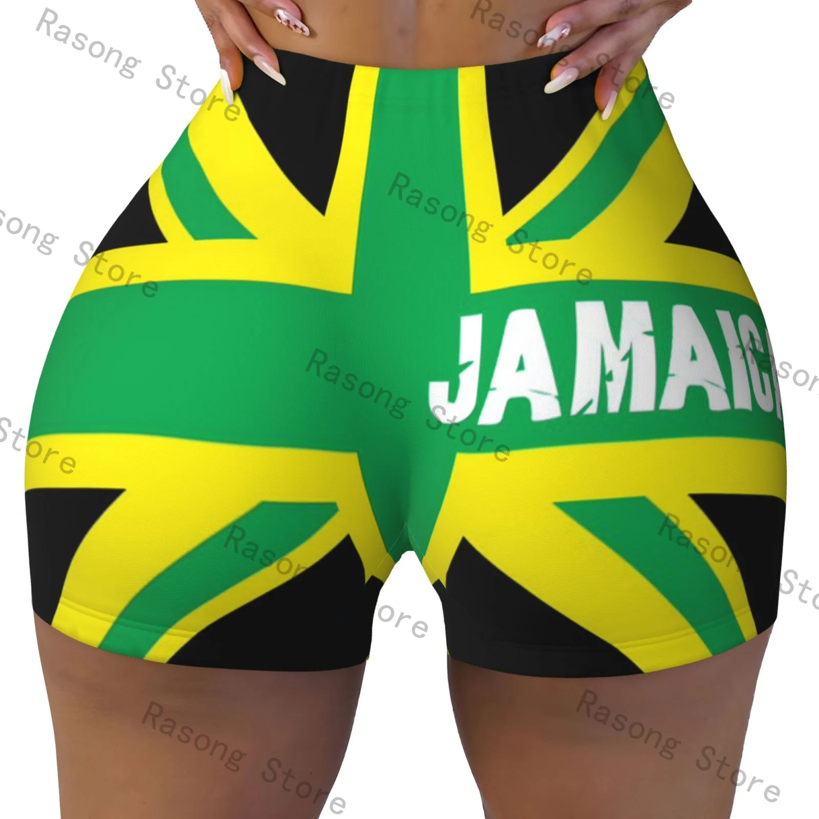 Push Up Short Elasticity Scrunch Butt Jamaica Kingdom Flag Running Shorts Sports Shorts Womens Clothes Gym