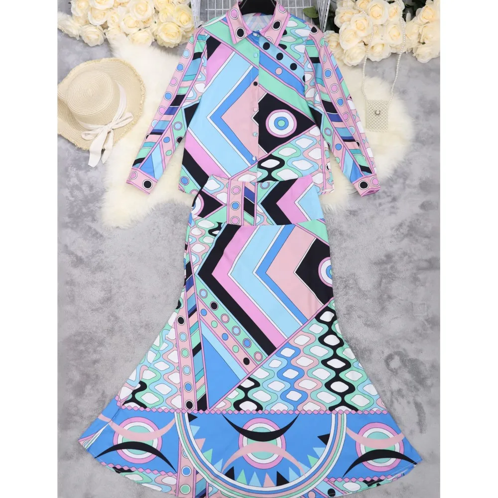 A New Spring Collection Of Elegant And Fashionable Printed Waist-cinching Long-swing Lapel And Long-sleeved Female Dress 2025 - Image 5