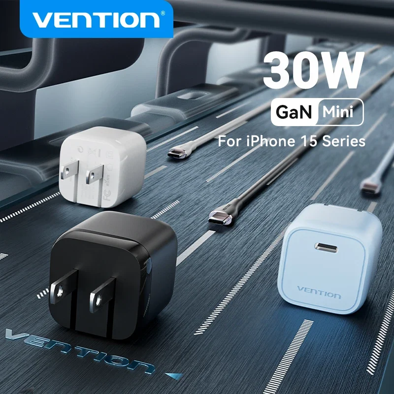 Vention 30W GaN Charger for iPhone 14 13 12 Pro Max USB Type C Charger for iPad Pro Xiaomi Huawei Samsung Fast Phone PD Charger