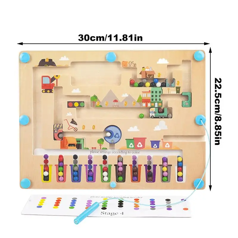 Magnetic Color Maze Wooden Color Matching Puzzle Board Thinking Logic Strategy Development Sensory Play Early Learning