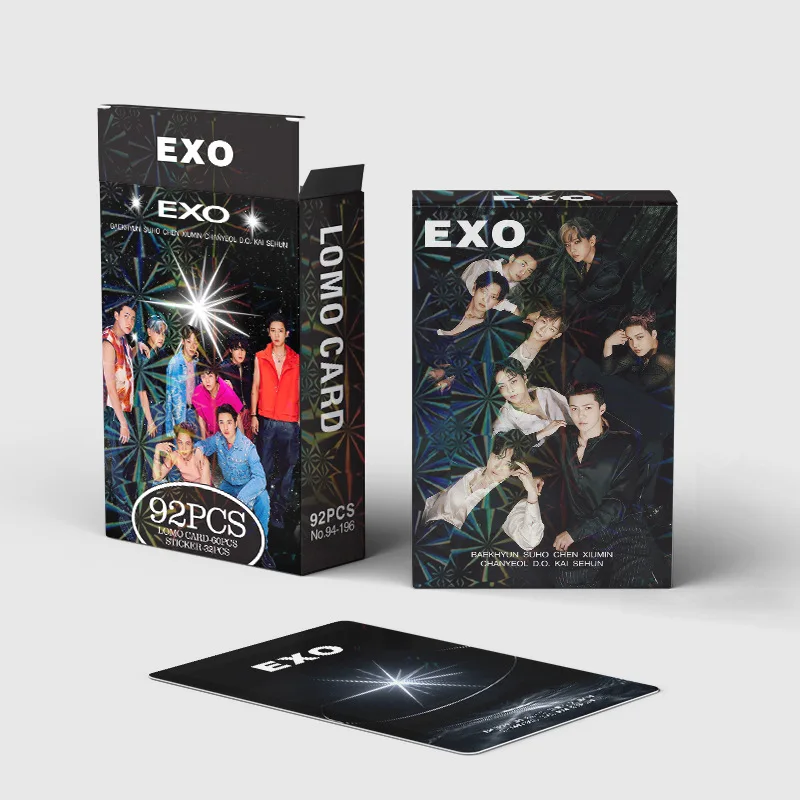 Kpop EXO Lomo Cartões e Adesivos, Alta Qualidade HD Impressão para os Fãs, Coleção Presente, 92Pcs