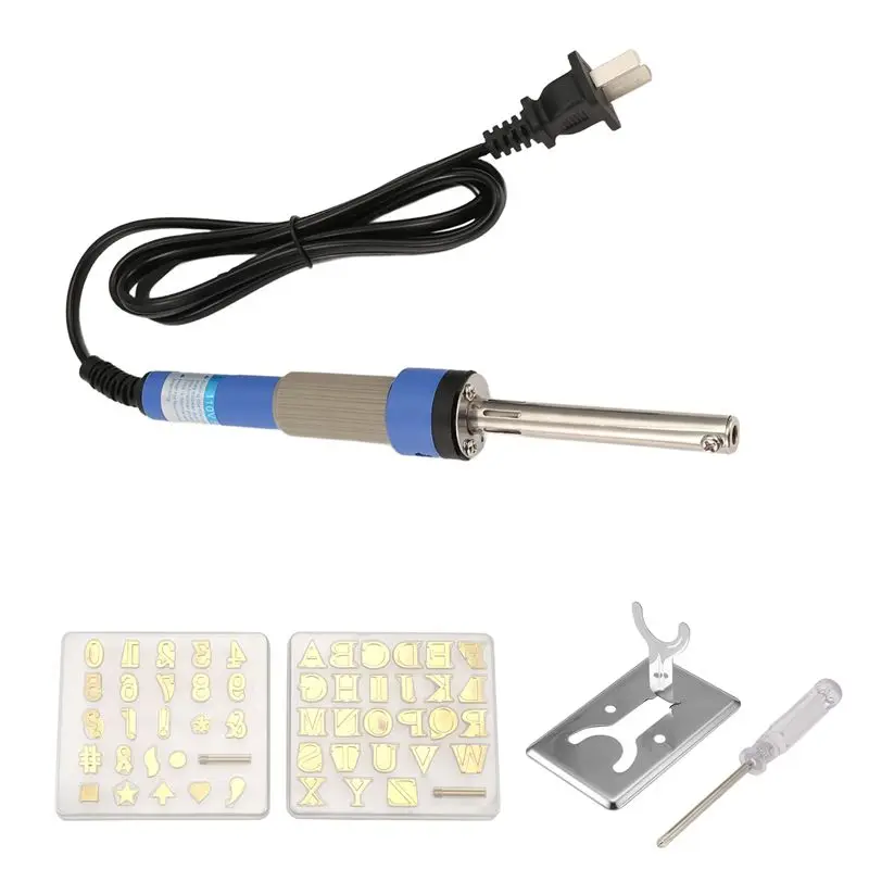 

A84E-Набор для горячей штамповки по дереву и коже с цифровыми символами и буквами, медный набор для тиснения и гравировки, вилка стандарта США